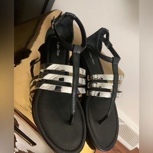 NWT Calvin Klein black/silver sandals